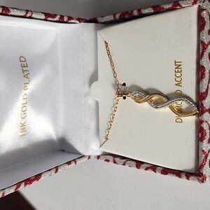 18k Gold Plated Diamond Accented Necklace